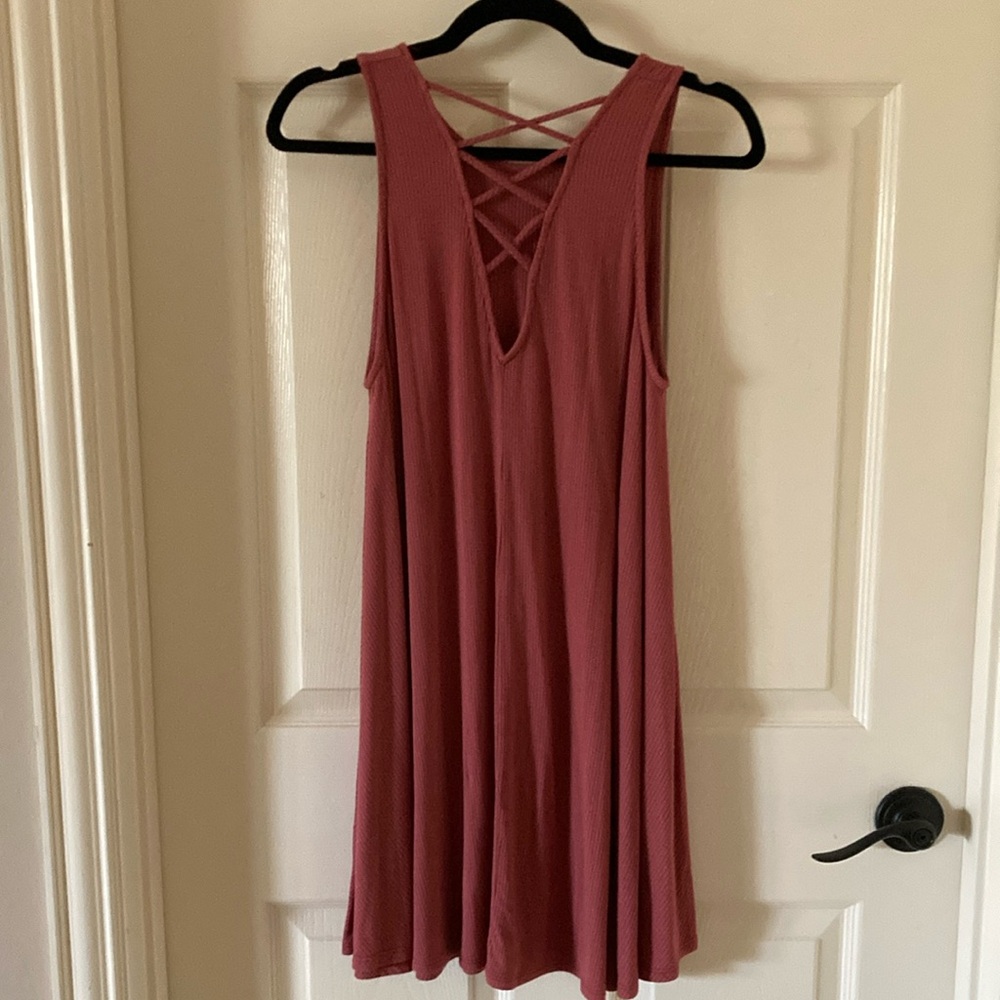 Alya Strappy Trapeze Dress Salmon Pink Mauve Size Small Loose Flowy Fair FLAWS